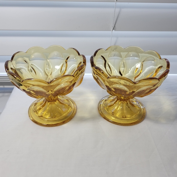 VINTAGE AMBER COMPOTE BOW 2 PICES - Picture 4 of 16